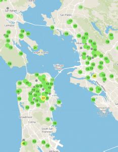 sf bay area air quality index map